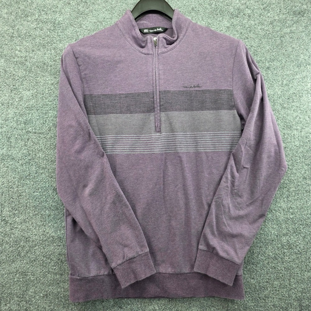 Travis Mathew Mens Purple Quarter Zip Pullover Sweater Size S Golf Casual‎